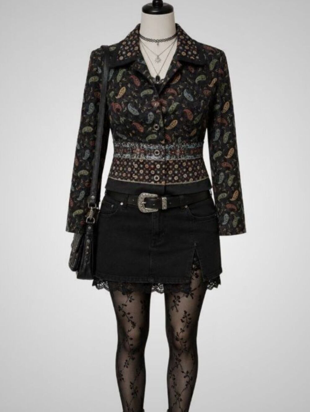Vintage 80's artsy maximalist Blazer Jacket paisley witchy whimsigoth boho Sz 6
